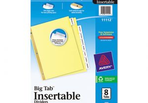 Avery Big Tab Inserts for Dividers 8 Tab Template Avery Insertable Big Tab Dividers Ave11112 Shoplet Com