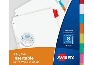 Avery Big Tab Inserts for Dividers 8 Tab Template Galleon Avery Big Tab Insertable Extra Wide Dividers 8