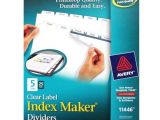 Avery Clear Label Dividers 5 Tab Template 11446 Avery 5 Tab 11 Quot X 8 5 Quot Clear Label Punched Dividers 25