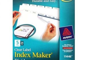 Avery Clear Label Dividers 5 Tab Template 11446 Avery 5 Tab 11 Quot X 8 5 Quot Clear Label Punched Dividers 25