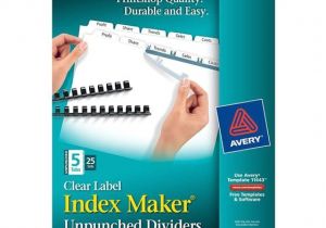 Avery Clear Label Dividers 5-tab Template Avery 11443 Clear Label Index Maker Unpunched Dividers