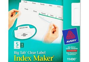 Avery Clear Label Index Maker Dividers 5 Tab Template Avery Big Tab Index Maker Clear Label Divider Ave11490