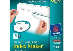 Avery Clear Label Index Maker Dividers 5 Tab Template Avery Big Tab Index Maker Clear Label Divider Ld Products