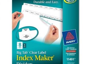 Avery Easy Apply 8 Tab Template Brand New Avery Index Maker with Big Tab Dividers 11491