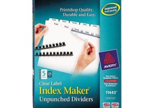 Avery Index Maker 5 Tab Template 11443 Avery 11443 Index Maker Clear Label Unpunched Divider 5