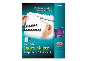 Avery Index Maker 5 Tab Template 11443 Avery Avery Index Maker Clear Label Unpunched Divider 5