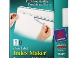 Avery Index Maker Clear Label Dividers 12 Tab Template Avery 12449 Index Maker Print Apply Clear Label Plastic