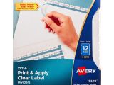 Avery Index Maker Clear Label Dividers 12 Tab Template Avery Index Maker Clear Label Dividers White 12 Tabs