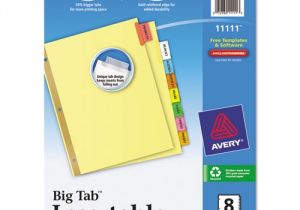 Avery Inserts for Dividers 5 Tab Template Avery 11111 Insertable Big Tab Dividers 8 Tab Letter
