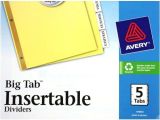 Avery Inserts for Dividers 5 Tab Template Avery 5 Tab Clear Dividers Buff Paper Worksaver Big Tab