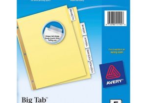 Avery Inserts for Dividers 5 Tab Template Avery Worksaver Big Tab Insertable Divider