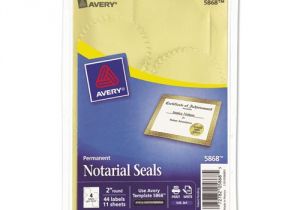 Avery Notarial Seals 5868 Template Bettymills Avery Print or Write Gold Foil Notarial Seals