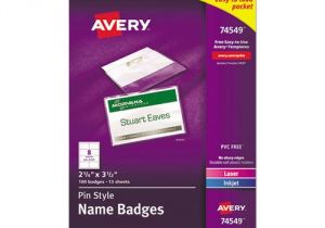 Avery Pin Style Name Badges 74549 Template Avery Badge Holder Kit W Laser Inkjet Insert Ave74549