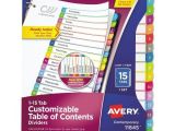 Avery Ready Index 15 Tab Template Avery Ready Index Table Of Contents Dividers Multicolor