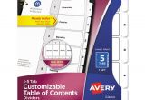 Avery Ready Index 5 Tab Table Of Contents Template Avery 11130 Ready Index Customizable Table Of Contents