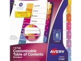 Avery Ready Index 5 Tab Table Of Contents Template Avery Ready Index 8 Tab Numbered Dividers with Table Of