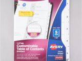 Avery Ready Index 5 Tab Template Avery Ave11130 Ready Index 5 Tab White Table Of Contents