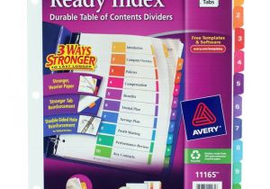 Avery Ready Index Divider Templates 8 Tab Avery Ready Index Customizable Table Of Contents asst