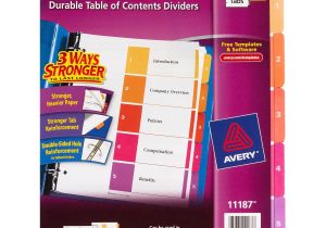 Avery Ready Index Divider Templates 8 Tab Avery Ready Index Table Of Contents Dividers assorted