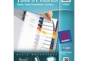 Avery Ready Index Template 10 Tab Color Avery Ready Index Translucent Table Of Contents