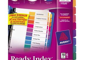 Avery Ready Index Template 10 Tab Color West Coast Office Supplies Office Supplies Binders
