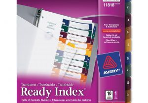 Avery Ready Index Template 11818 Avery Ready Index Translucent Table Of Content Dividers