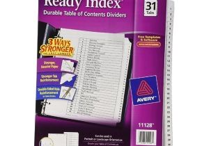 Avery Ready Index Template 31 Tab Avery Ready Index Classic Tab Titles 31 Tab 1 31 Letter