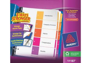 Avery Ready Index Template 5 Tab 11187 Avery Ready Index Table Of Contents Dividers assorted