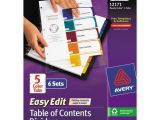 Avery Ready Index Template 5 Tab Avery Ready Index Customizable Table Of Contents asst