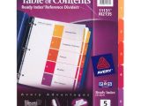 Avery Ready Index Template 5 Tab Avery Ready Index Reference Dividers Table Of Contents 5