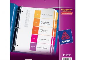 Avery Ready Index Template 5 Tab Avery Ready Index Table Of Cont Qrtrly Dividers 5 Per