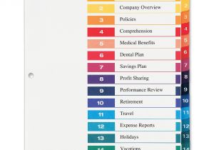 Avery Ready Index Template 5 Tab Color Avery Ready Index Customizable Table Of Contents Classic