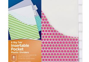 Avery Tab Inserts for Dividers 8 Tab Template Avery Big Tab 8 Tab Pocket Insertable Plastic Dividers Set