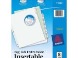 Avery Tab Inserts for Dividers 8 Tab Template Avery Worksaver Big Tab Insertable Dividers 8 Tab 1 Set