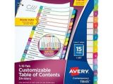 Avery Table Of Contents Template 15 Tab Avery Ready Index Customizable Table Of Contents