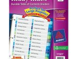 Avery Table Of Contents Template 24 Tab Avery Two Column Table Contents Dividers W Tabs Ave11321