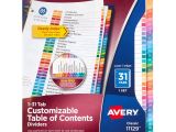 Avery Table Of Contents Template 31 Tab Avery Ready Index Table Of Contents Dividers assorted