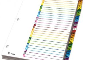 Avery Table Of Contents Template 31 Tab Cardinal Multi Color Table Of Contents 1 31 Tab Divider