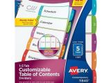 Avery Table Of Contents Template 5 Tab Avery Ready Index Customizable Table Of Contents