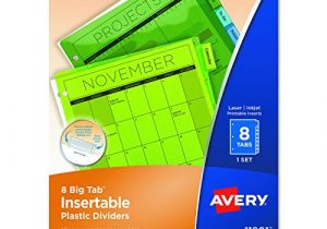 Avery Template 11901 Avery 11901 Insertable Big Tab Plastic Dividers 8 Tab