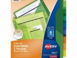 Avery Template 11903 Big Tab Pocket Plastic Insertable Dividers Student