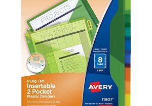 Avery Template 11903 Big Tab Pocket Plastic Insertable Dividers Student