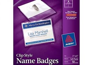 Avery Template for Name Badges Avery top Loading Garment Friendly Clip Style Name Badges
