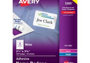 Avery White Adhesive Name Badges 5395 Template Avery White Adhesive Name Badges 2 33 X 3 38 In White
