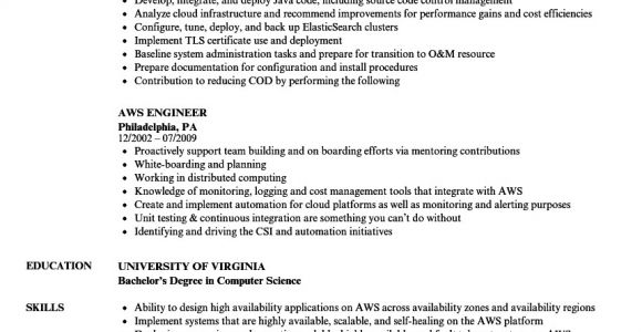 Aws Sample Resumes Aws Engineer Resume Samples Velvet Jobs