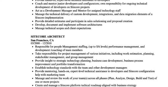 Azure Basic Resume Sitecore Resume Samples Velvet Jobs