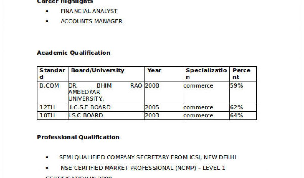 B Com Fresher Resume Format Doc 21 Fresher Resume Templates Pdf Doc Free Premium – Williamson-ga.us