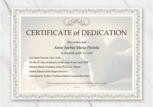Baby Dedication Certificate Template Baby Dedication Certificate Template for Word Free Printable