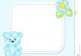 Baby Shower Place Cards Template Blue Teddy Bear Card Stock Vector Illustration Of