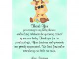 Baby Thank You Card Wording Baby Shower Gender Neutral Giraffe Postcard Baby Shower